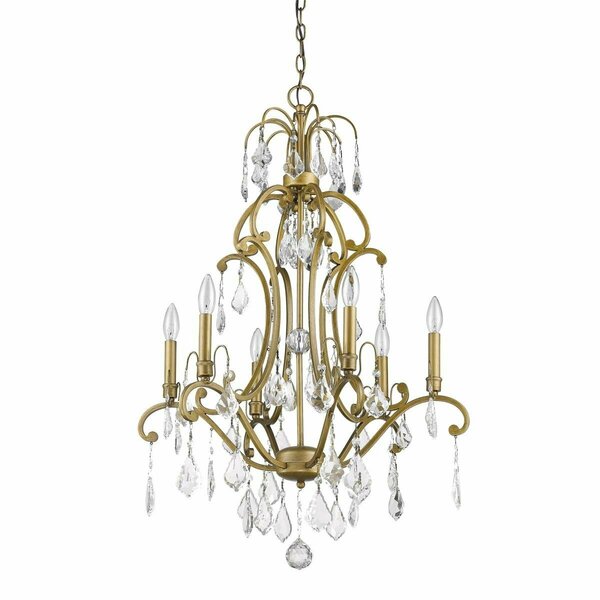 Homeroots 35 x 24 x 24 in. Claire 6-Light Antique Gold Chandelier with Crystal Accents 398124